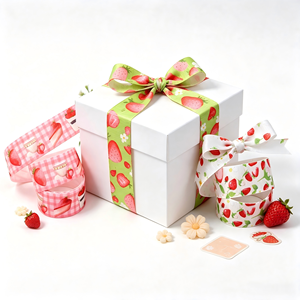 โรงงานขายส่งริบบิ้น GRACE RIBBON ริบบิ้นซาตินทอสองหน้า ทนต่อการหดตัว ปรับแต่งความกว้างได้ พิมพ์ลายฟอยล์ทอง ริบบิ้น 100% - Product Image 3