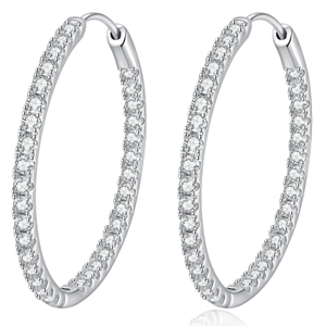 Pendientes de Aro de Lujo al por Mayor de Plata de Ley 925 con Moissanita Completa VVS Color D de 35mm para Mujer, de Terceros - Product Image 1