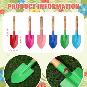 Pala de arena metálica portátil mini con mango de madera y LOGO personalizado, herramienta para jardinería y playa, para aflojar tierra, plantar y excavar - Product Image 2