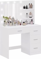 Table de maquillage Sunrise, table de maquillage avec grand miroir et 11 lumières LED, bureau de coiffeuse réglable en luminosité