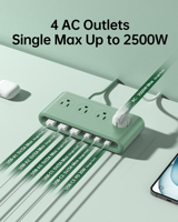 Multiprise Écologique Nouvelle Génération avec Chargeur d'Ordinateur Portable PD 35W, 4 Prises, 3 Ports USB-A et 3 Ports USB-C pour Bureau – Haute Qualité