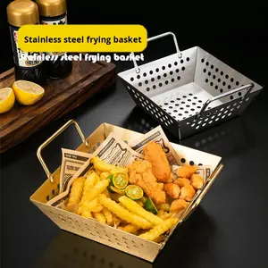 Panier de cuisson en acier inoxydable grand format, antiadhésif, compatible lave-vaisselle, avec poignée, pour légumes, fruits de mer, brochettes, camping en plein air, barbecue - Product Image 2