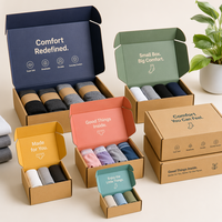 Ensemble de boîtes en carton ondulé pour colis de chaussettes et sous-vêtements personnalisés, avec bande de déchirement et conception de colisage prêt à l'envoi pour retour, assortiment