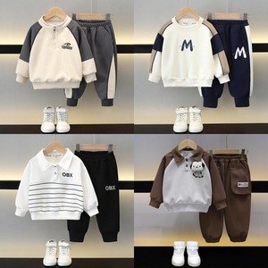 Ensemble de survêtement pour garçons, automne/hiver 2025, nouveau sweat-shirt en <span class=keywords><strong>molleton</strong></span> doublé de polaire, shorts, style coréen, vêtements de sport pour enfants, animal/dessin animé - Product Image 2