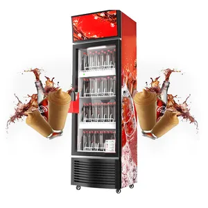 Vertical Comercial Canto Bebidas Contendo CO2 Bebidas Slush Refrigerado Showcase Display Cabinet Cadeia Supermercado Freezer