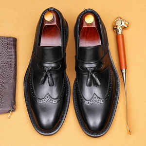 Chaussures Oxford pour homme en cuir véritable, style italien haut de gamme, faites à la main, pour mariage, à enfiler, broderie légère camouflage, collection automne - Product Image 5