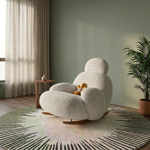 Sillón Mecedora Moderno con Relleno de Espuma de Microfibra, Respaldo Sólido, Mueble Contemporáneo para Sala de Estar con Patas de Madera - Product Image 2