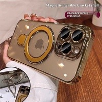 Nouvelle coque de téléphone transparente de luxe personnalisée, coque de téléphone portable avec support magnétique