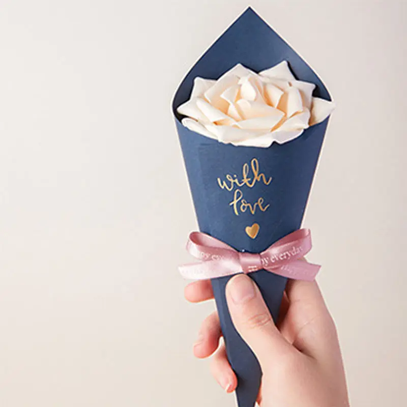 Scatola di caramelle a cono di fiori nuova scatola di imballaggio per sacchetti di caramelle per gelato da sposa europea