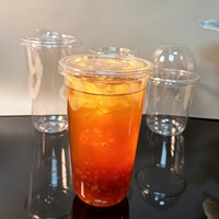 Gobelets en plastique transparents jetables en PET à fond rond, transparents comme du cristal, 24 oz (700 ml), pour matcha latte, avec couvercles, livraison rapide