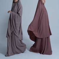 Ensemble Abaya de Prière 2 Pièces Personnalisé Medina Nida avec Khimar Instantané au Niveau du Genou, Robe Modeste pour Femmes Musulmanes du Ramadan, Abaya Islamique en Gros