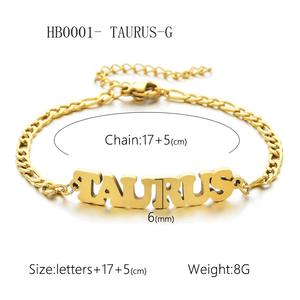 Pulseras de Acero Inoxidable Personalizadas de Fábrica al por Mayor, Chapadas en <span class=keywords><strong>Oro</strong></span> de 18K, con Dijes de Signos del Zodiaco para Mujeres y Hombres - Product Image 6