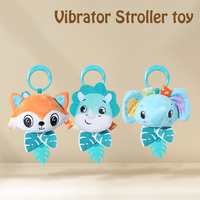 Hochet pour bébé avec animal en peluche froissé, jouet vibrant à tirer, jouet à suspendre à la poussette