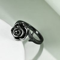 Haute qualité 925 argent Sterling cubique Zircon noir Rose urne anneau bijoux fins pour les femmes