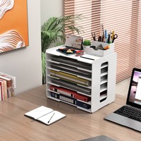 Rangement de bureau en papier A4 multicouche, étagère de stockage de données et de dossiers avec boîte de rangement, artefact de bureau