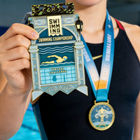Médailles de sport personnalisées en émail souple or et argent pour marathon et natation, fabricant de médailles métalliques avec conception gratuite