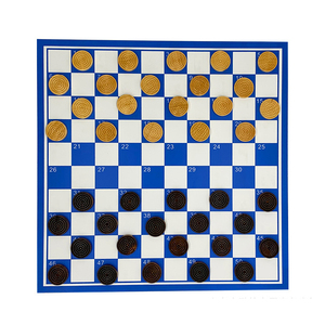 Wooden Chess Pieces PVC Plastic Folding Board Checkers Type <strong>Draughts</strong> Game <strong>Set</strong> - Product Image 3