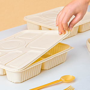 Caja de comida de cocina, caja para llevar, contenedor de comida de plástico biodegradable de almidón de maíz, embalaje de plástico desechable para <span class=keywords><strong>restaurante</strong></span> para llevar caja - Product Image 2