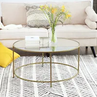 VASAGLE-mesa de centro moderna para sala de estar, mueble de acero dorado redondo