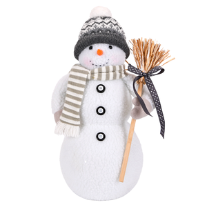 Traditional Nordic Pattern <b>Hat</b> Snowman Doll with Straw Broom for Rustic <b>Holiday</b> Hearth Decor Source - Product Image 1