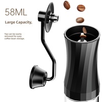 Mini moulin à café manuel avec réglages ajustables, boîtier en plastique, capacité de 25 g, portable pour la maison, le bureau et les voyages