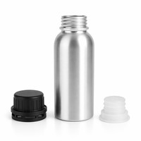 Bouteille en aluminium poli de 250 ml avec bouchon de sécurité noir de 55 mm de diamètre, emballage de qualité supérieure pour huiles essentielles et parfums