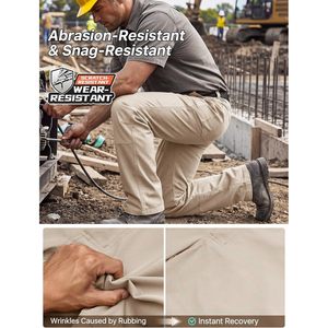 Stretchy Mens <b>Work</b> <b>Pants</b> Waterproof <b>Cargo</b> Relaxed Fit Utility <b>Pants</b> Natural Waist Button Fly Canvas Fabric Outdoor Hiking - Product Image 4