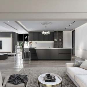 ตู้ครัวสไตล์มินิมอลฝรั่งเศสคุณภาพสูง วัสดุกันน้ำ รุ่นเฟอร์นิเจอร์ครัว พร้อมไอส์แลนด์ครัว - Product Image 4