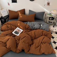 Parure de lit respirante en microfibre lavée avec housse de couette et surpiqûres bicolores – Vente en gros
