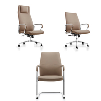 Chaise de bureau de direction à dossier haut et moyen en cuir PVC pivotante pour manager, PDG, bureau