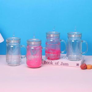20 oz Coated <b>Travel</b> Beer Plastic <b>Mug</b> Double Walled Reusable Eco-Friendly Clear Snow Globe <b>Handle</b> Lid Leak-Proof BPA Free Tour - Product Image 4
