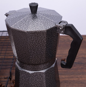 <span class=keywords><strong>Cafetière</strong></span> Moka en aluminium gris moucheté, style italien, octogonale, avec poignée noire - Product Image 4