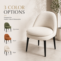 Fauteuils à dossier rembourré, avec coussin moelleux et revêtement en tissu bouclé pour restaurant italien, restaurant français et café espagnol
