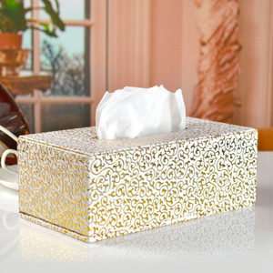 Porte-serviettes en cuir PU avec impression de fleurs carrées personnalisées Boîte à mouchoirs pour hôtels Impression de fleurs carrées personnalisées - Product Image 1