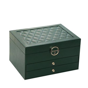 Boîte à <span class=keywords><strong>bijoux</strong></span> à plusieurs étages de <span class=keywords><strong>grande</strong></span> <span class=keywords><strong>capacité</strong></span> avec tiroirs - Organisateur de bureau en cuir matelassé, parfait pour le rangement des <span class=keywords><strong>bijoux</strong></span> - Product Image 5