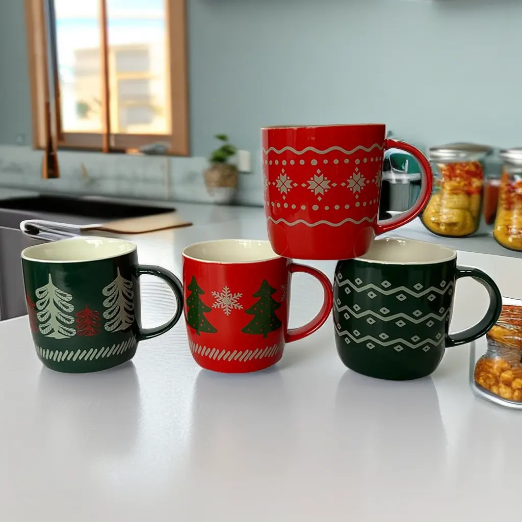 Grosir Natal Mug keramik pohon Natal keramik hadiah Mug natal hadiah cangkir kopi kotak hadiah