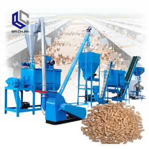 Baichuan thương mại động vật Thức ăn viên dòng máy động cơ diesel thức ăn máy xay 1 tấn/h Công suất thép không gỉ xây dựng - Product Image 1