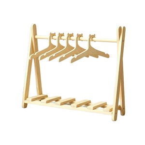 Perchero de madera para ropa de niños y mascotas, organizador plegable de 2 niveles, estante de almacenamiento duradero para dormitorio - Product Image 2
