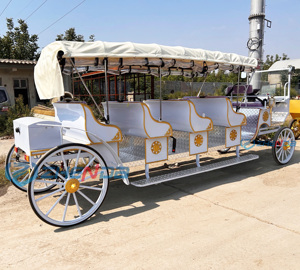 Popular <b>White</b> Royal Horse Carriage Manufacturer Wedding Vehicle Wagon Sightseeing Electric Horseless Carriage - Product Image 5