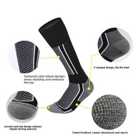 WRELS Chaussettes de ski unisexes à fond épais en tissu éponge, chaussettes de ski chaudes pour l'hiver, chaussettes longues pour la randonnée en plein air, chaussettes à séchage rapide résistantes au froid