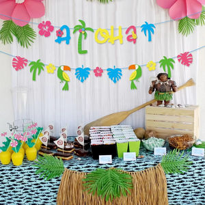 Festa estiva hawaiana forniture <span class=keywords><strong>Aloha</strong></span> Banner con pappagallo ananas cocco albero segno di pasqua ghirlanda decorazioni - Product Image 1