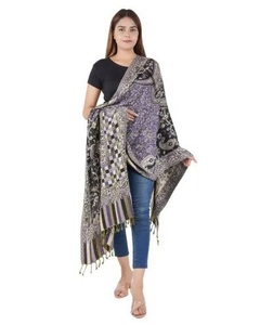 Weaved Viscose Jamavar Stole Elegant Woven Paisley Pattern Long Fashion <b>Wrap</b> for Women Soft Draping <b>Shawl</b> for Festive Wear - Product Image 1