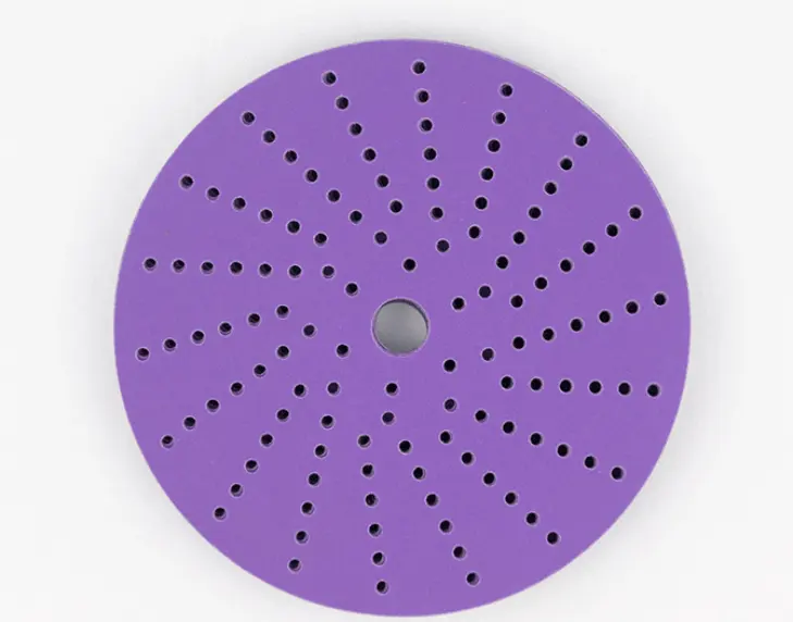 Manufacturers wholesale sandpaper 6 inch purple disc cyclone hole old paint removal dust-free flocking sanding sandpaper