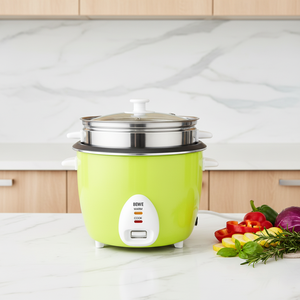 Cuiseur à riz automatique à tambour 0,6 L 350 W avec revêtement antiadhésif, commande à une touche, cuisson rapide avec cuiseur vapeur pour la cuisine, minuterie mécanique - Product Image 3