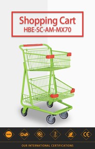 รถเข็นช็อปปิ้งสองชั้น Highbright ประหยัดพื้นที่ สำหรับซูเปอร์มาร์เก็ตและร้านขายของชำ - Product Image 3