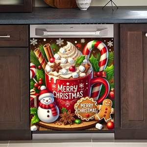 Housse magnétique personnalisable pour réfrigérateur de Noël « Let It Snow » – Décoration de cuisine avec bonhomme de neige et cardinal rouge – Protection magnétique pour lave-vaisselle - Product Image 2