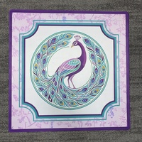 Tapis de Mahjong Élégant Violet à Motifs Floraux Antidérapant Silencieux Artistique Décoratif