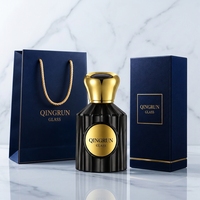 Boîte d'emballage cylindrique ronde de 50 ml à rayures verticales, flacons de parfum vides en verre transparent avec vaporisateur et bouchons dorés, ensemble écologique