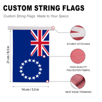 Vente en gros de fanions des Îles Cook 14x21cm en polyester, motif personnalisé gratuit, adaptés aux élections, 20 drapeaux, 6,5M