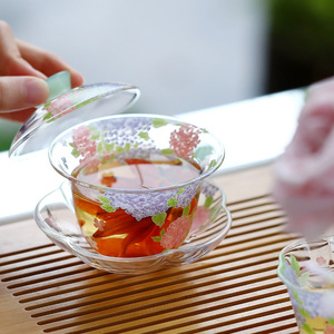 Lingze Glass Gaiwan High Borosilicate Heat Resistant Green <b>Tea</b> Bowl With Lid Small Kung Fu <b>Tea</b> <b>Set</b> For Afternoon <b>Tea</b> - Product Image 3